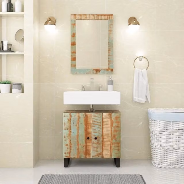 Set Mobili da Bagno 2 pz in Legno Massello di Recupero 3200635