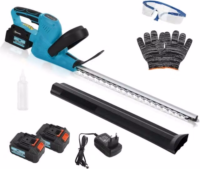 Tagliasiepi a Batteria XYLO 18V con Motore Brushless, Colore Blu/Nero/Turchese, Lunghezza Lama: 51 cm, incluse 2 Batterie ricaricabili da 4000mAh
