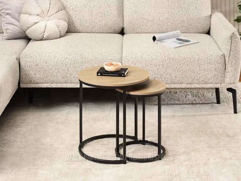 Set di tavolini da caffè JACEK S - rovere Sonoma / nero