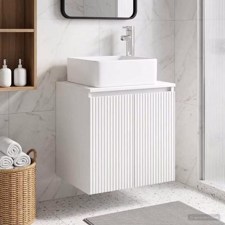 Lavabo da parete moderno vidaXL Bianco L: 53 cm, P: 35 cm, H: 63 cm