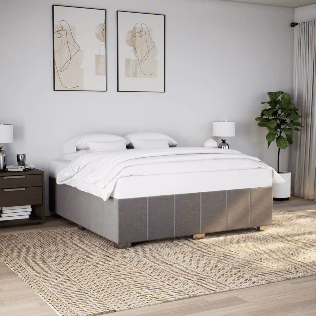 Giroletto vidaXL senza materasso in tessuto tortora con struttura in legno e doghe fisse L/P: 200 x 200 cm