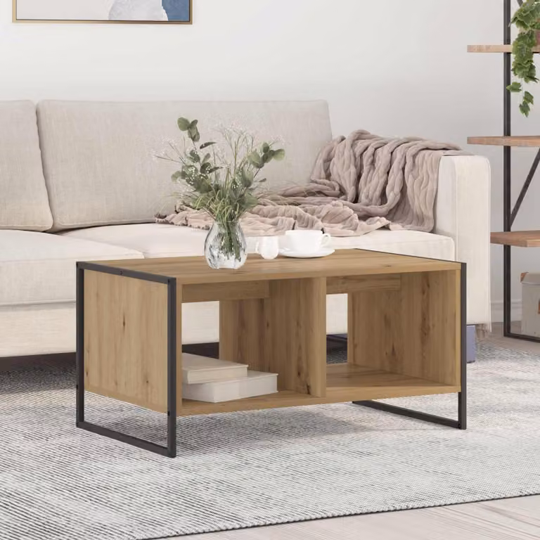 vidaXL Tavolino da salotto rettangolare in stile industriale marrone L: 80 cm, P: 50 cm, H: 40 cm