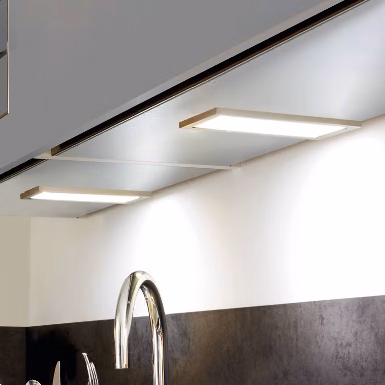 Hera Lampada LED per mobili Sky Dimmer 2 pezzi 4.000K acciaio inox Sky, dimmerabile, Alluminio / Grigio / Zincato, Cucina, Plastica, Moderno, Lampade per mobili