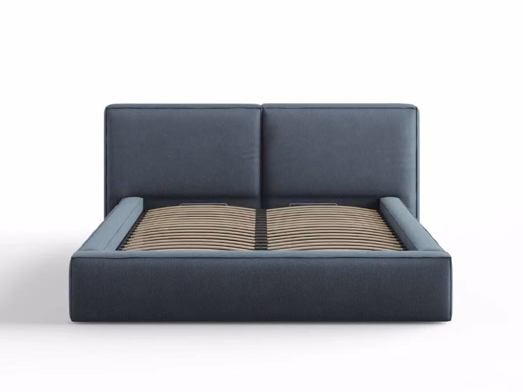 Letto con cassettone e testiera doppia Arendal di Cosmopolitan Design in tessuto strutturato blu L 160 cm x P 200 cm – 2