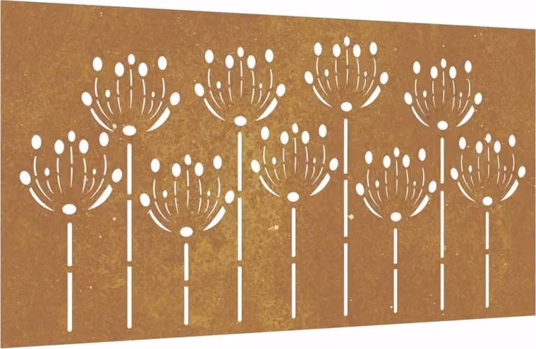 Decorazione Muro da Giardino 105x55 cm Fiore in Acciaio Corten