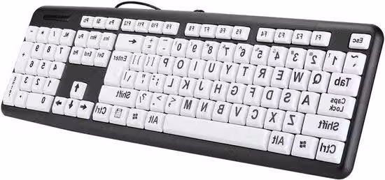 Tastiera dal design ergonomico per anziani - Migliore leggibilità - Caratteri grandi - 104 tasti - Nera