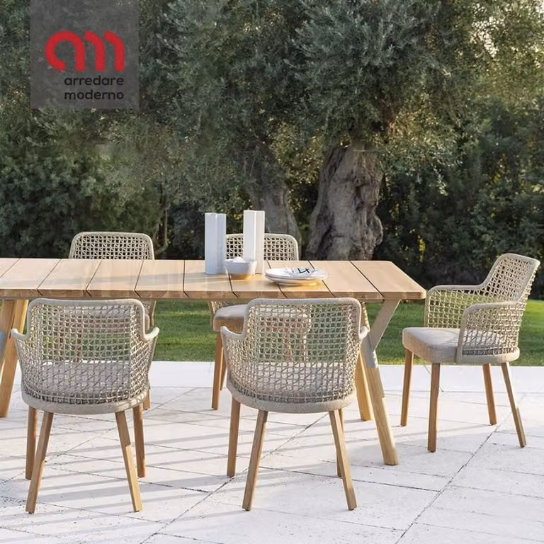 Sedia da giardino Emma Varaschin gambe in legno seduta in tessuto