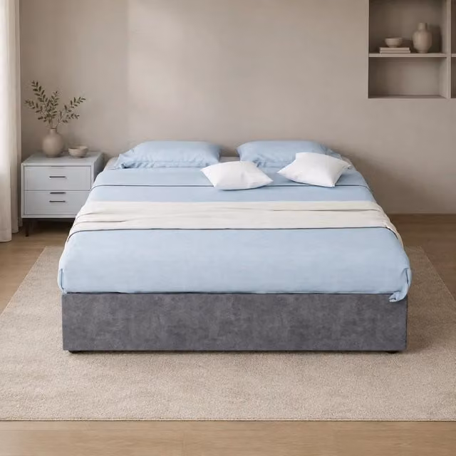 Struttura letto matrimoniale 140x200 cm in tessuto velluto grigio con schienale regolabile