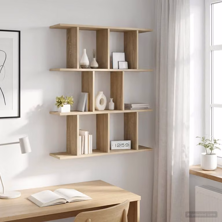 Scaffale da parete moderno vidaXL in legno color marrone, L 80 cm x P 20 cm x H 96 cm