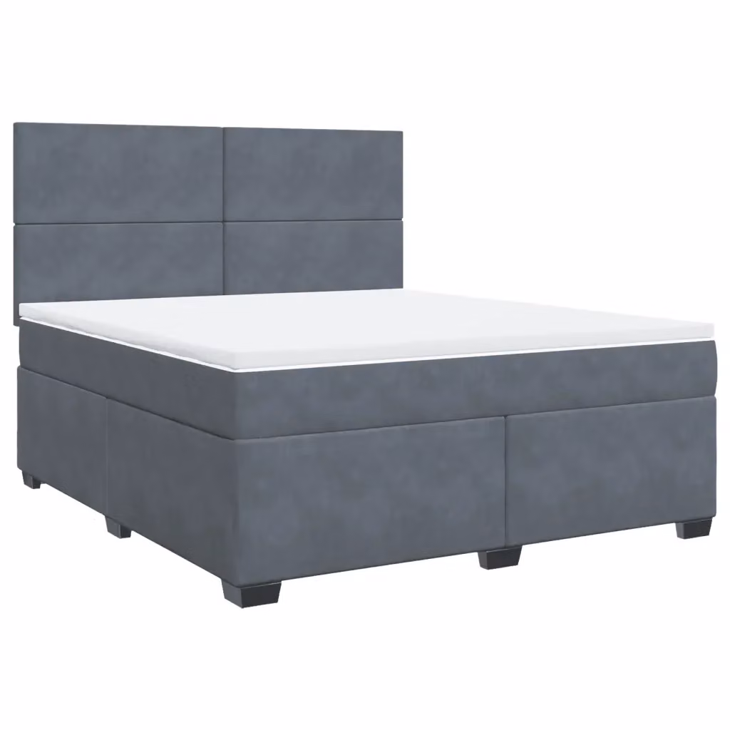 Letto a molle con materasso ibrido vidaXL in velluto grigio e bianco L/P: 180 x 200 cm – 2