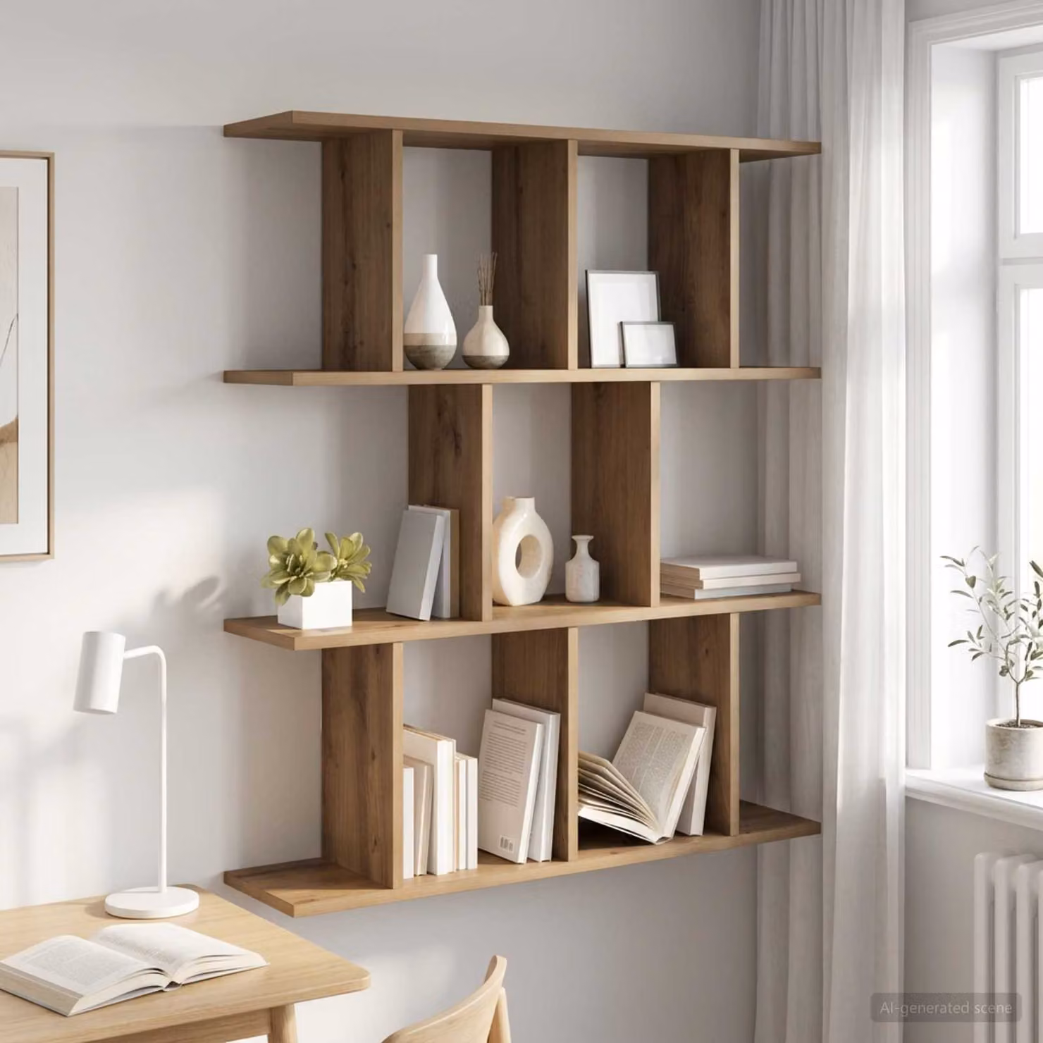 Scaffale da parete moderno vidaXL in legno color marrone L: 80 cm, P: 20 cm, H: 96 cm