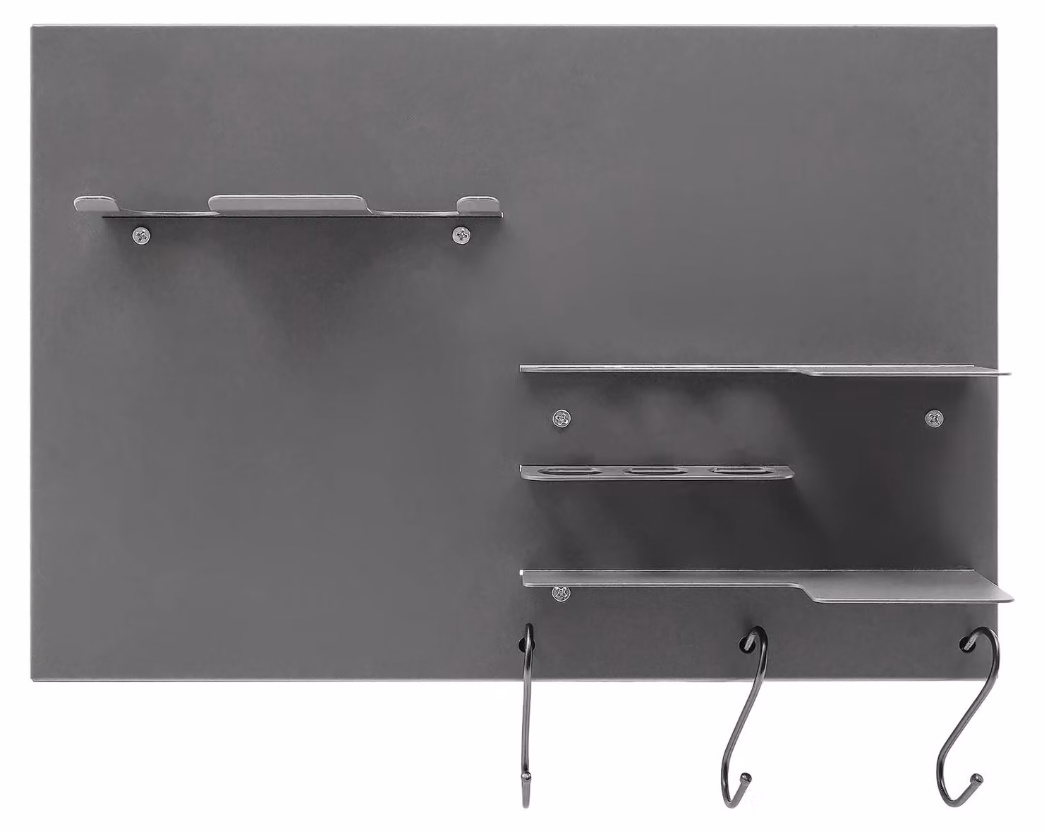 Porta-pressino da caffè - Scaffale a parete - 4 livelli - 3 ganci - Struttura in ferro rettangolare - Per accessori da caffè - Grigio