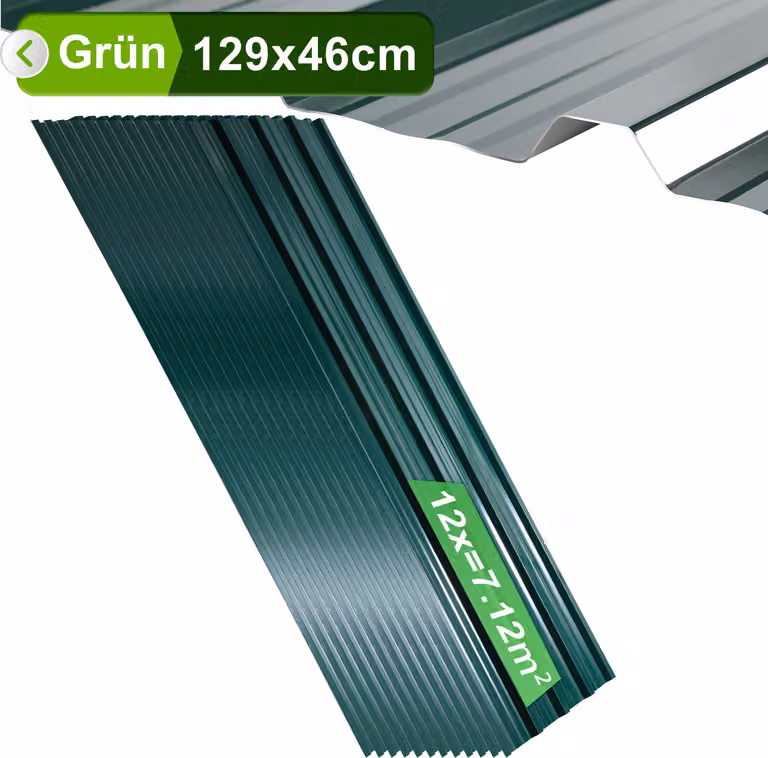 12/24/36 pezzi lamiera grecata 129x46cm lamiera profilata verde per tettoia carport - set di 12 (7m²)