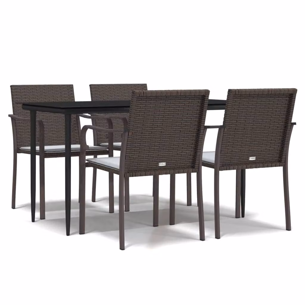 Set Pranzo da Giardino 5pz con Cuscini in Polyrattan e Acciaio