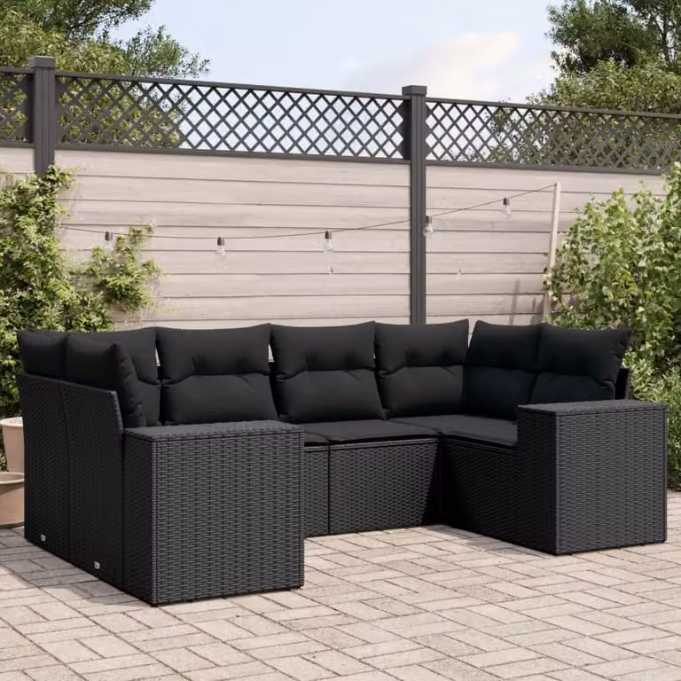 Maison Exclusive - Set da giardino 6 pezzi con cuscini in polyrattan nero