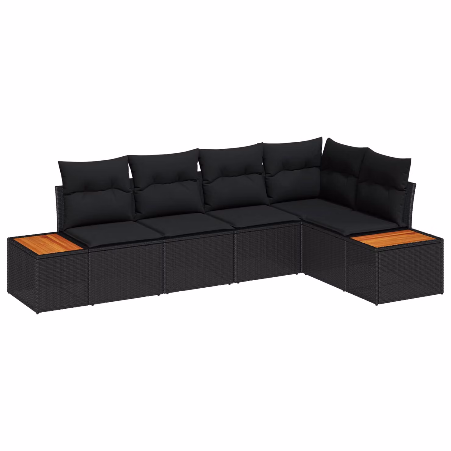 Set Divano da Giardino a L vidaXL in Poly Rattan Nero con Cuscini e Struttura in Acciaio – 1
