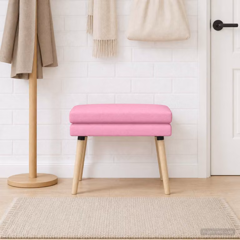 Panchina a doppio strato vidaXL Rosa in tessuto e legno, L: 60 cm, P: 40 cm, H: 46 cm