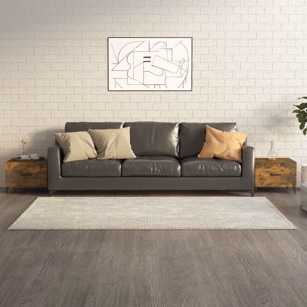 The Living Store Tavolini con gambe in metallo 2 pz. Rovere fumé 50x50x40 cm