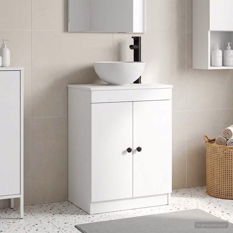 Mobile da bagno con lavabo vidaXL Bianco L: 54 cm, P: 35 cm, H: 83 cm