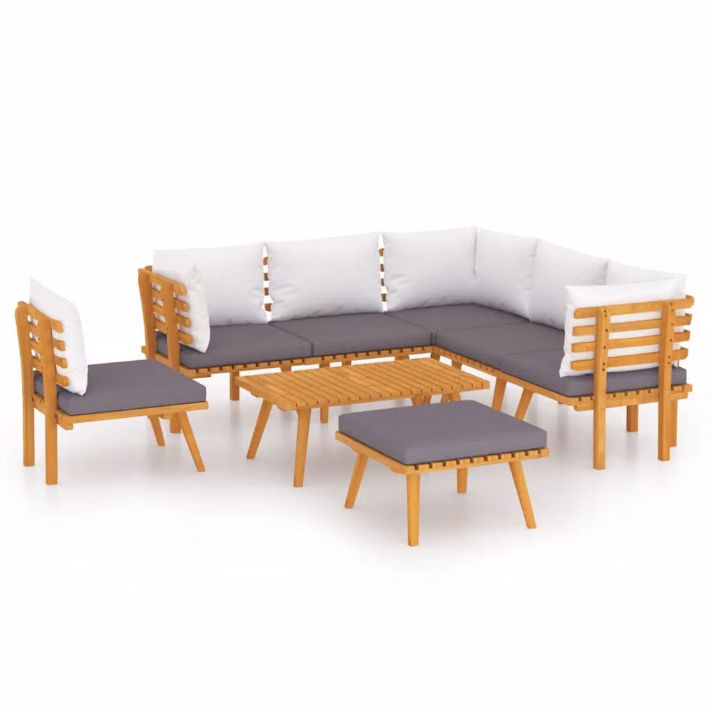 Set Divani da Giardino 8 pz con Cuscini in Massello di Acacia