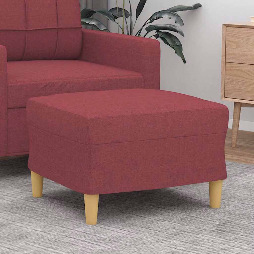 Poggiapiedi vidaXL Rosso, in Tessuto e Legno, L 60 x P 50 x H 41 cm
