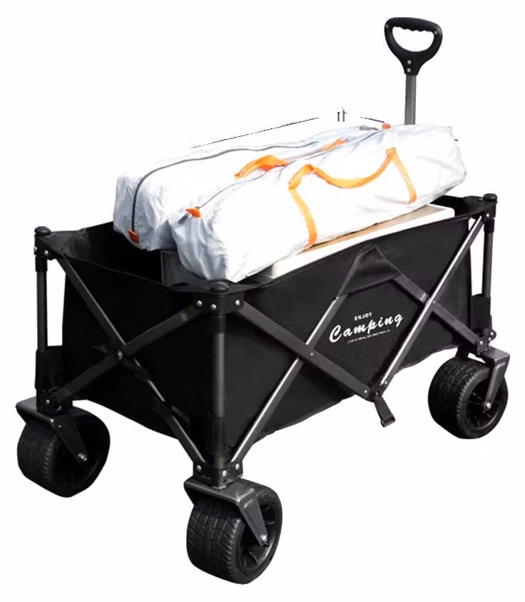Carrello per spiaggia, alta capacità, maniglia ergonomica, colore nero