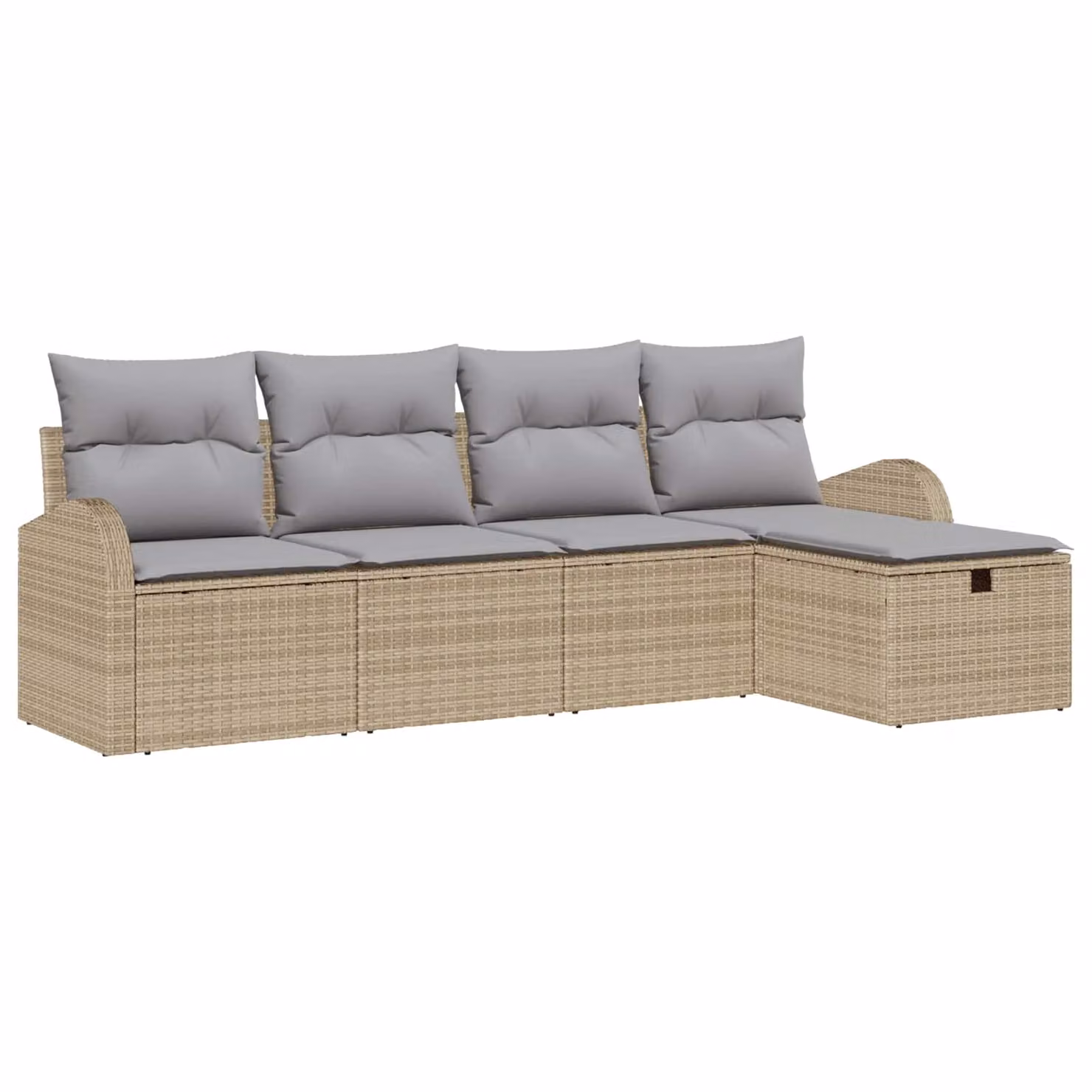 Set di divani da giardino a forma di L vidaXL con pouf, beige e grigio chiaro