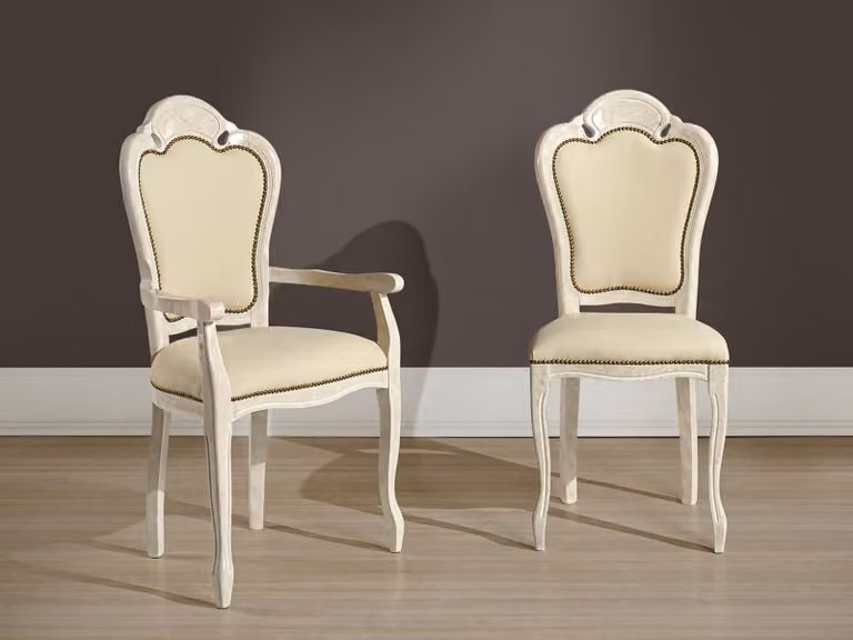 Stuhl mit Armlehne Esszimmerstuhl Holz Esszimmer Stühle Design Sessel Barock