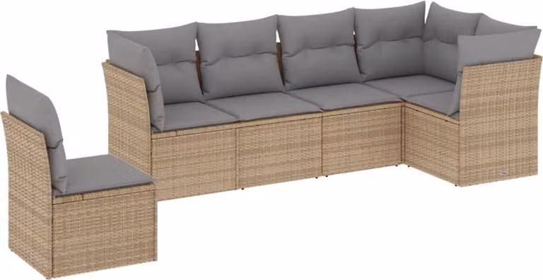 Maison Exclusive - Set Divano da Giardino 6 pz con Cuscini Beige in Polyrattan