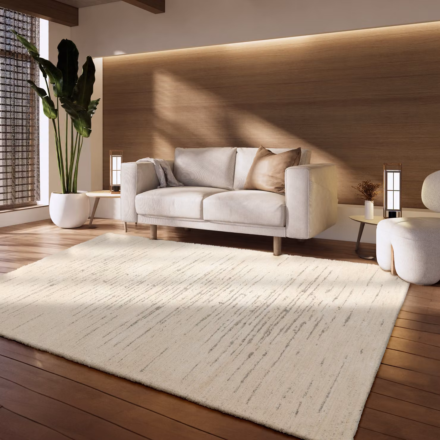 Tappeto moderno Heal beige con effetto alto-basso, lavabile e adatto a riscaldamento a pavimento, L: 150 cm, P: 80 cm – 2