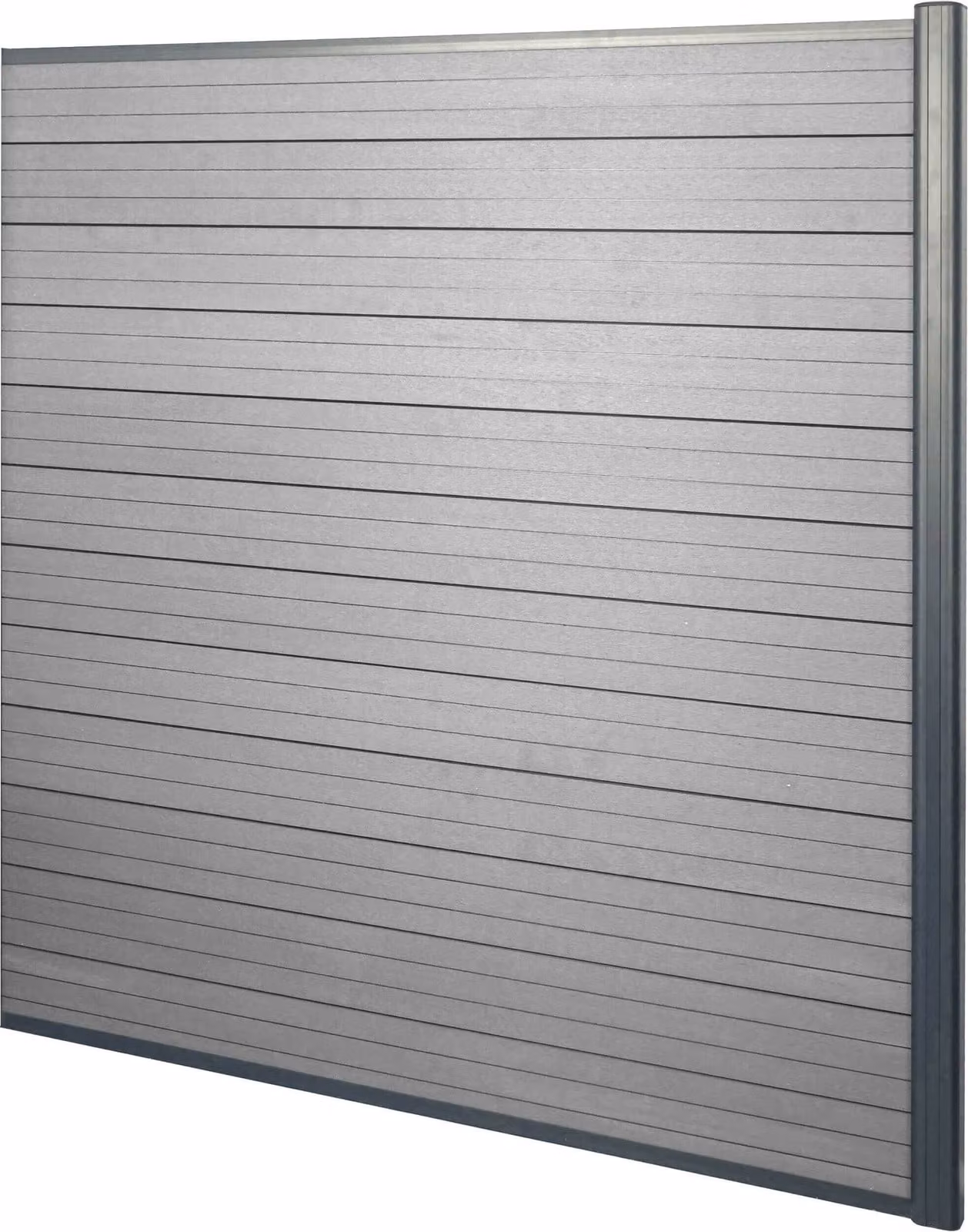 Schermo privacy in WPC Sarthe, recinzione frangivento, palo in alluminio ~ elemento di prolunga, 1,85 m grigio