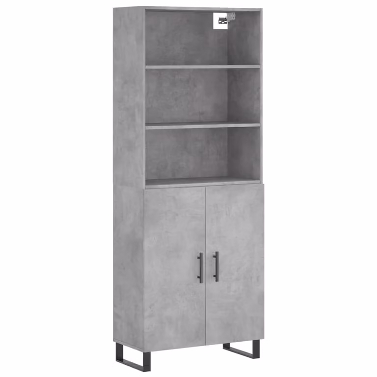Credenza Grigio Cemento 69,5x34x180 cm in Legno Multistrato