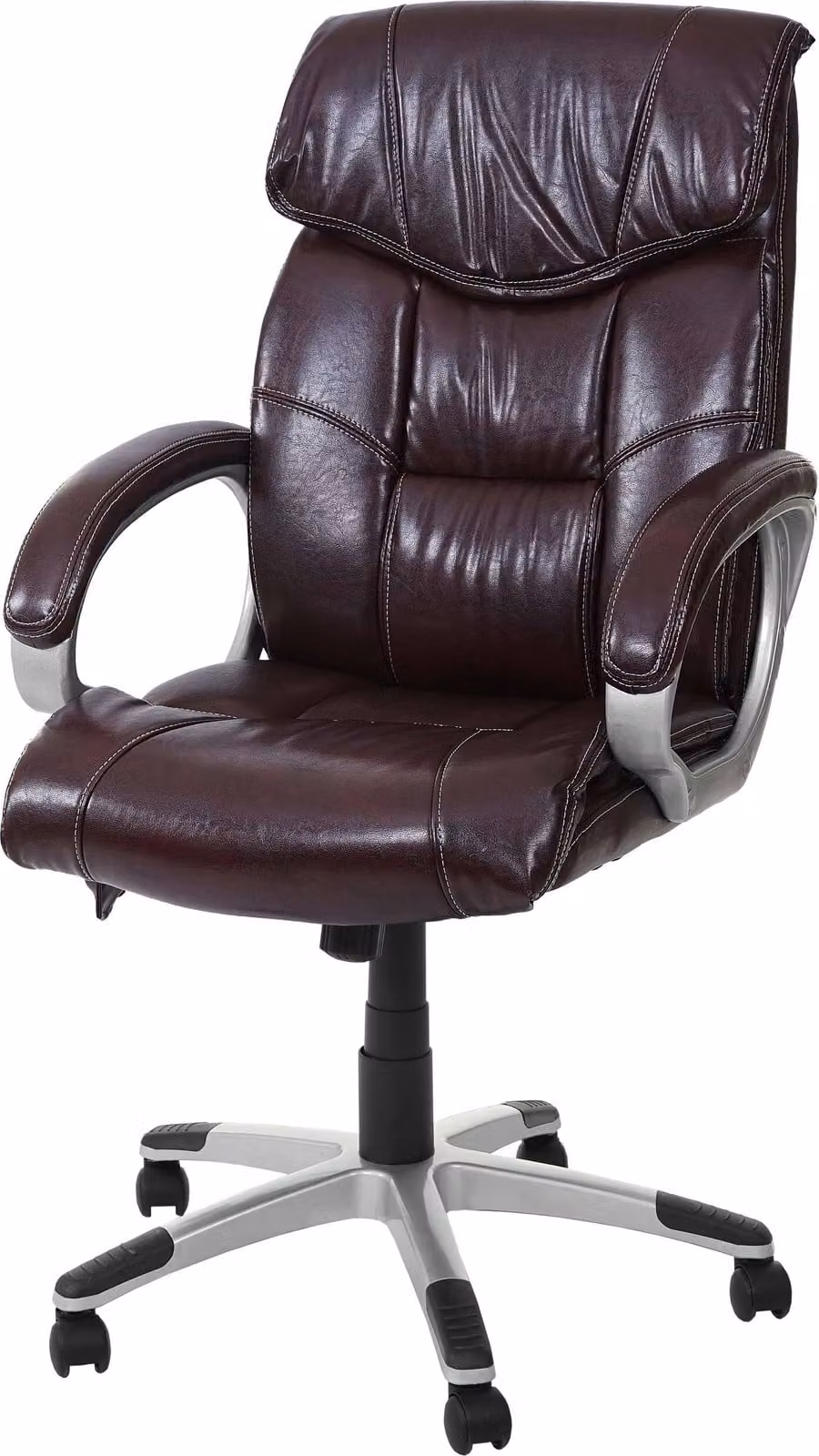 Sedia da ufficio HWC-A71, poltrona girevole, rivestita in ecopelle, certificata MVG, colore bordeaux