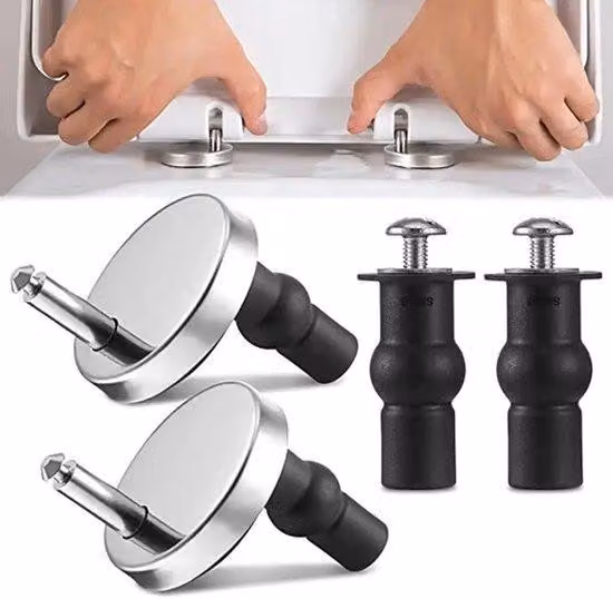 Set di 2 cerniere per sedile del WC - Cerniere di ricambio per sedili del WC - Kit di fissaggio universale - Cerniere in acciaio inossidabile - Regolabili