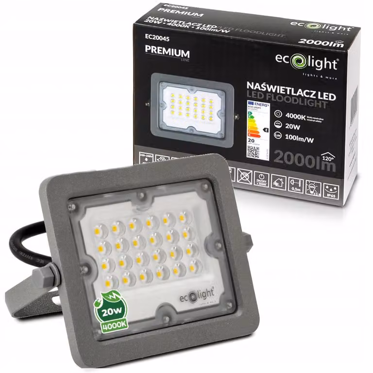 Proiettore LED PREMIUM 20 W 4000 K 2000 lm IP65 Ecolight EC20045