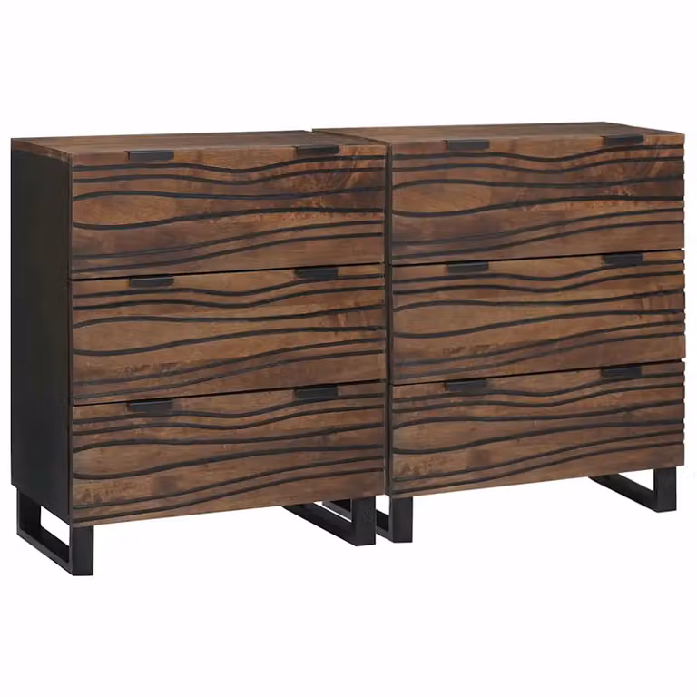 Set di 2 credenze moderne vidaXL in legno di mango color noce L: 120 cm, P: 33 cm, H: 75 cm