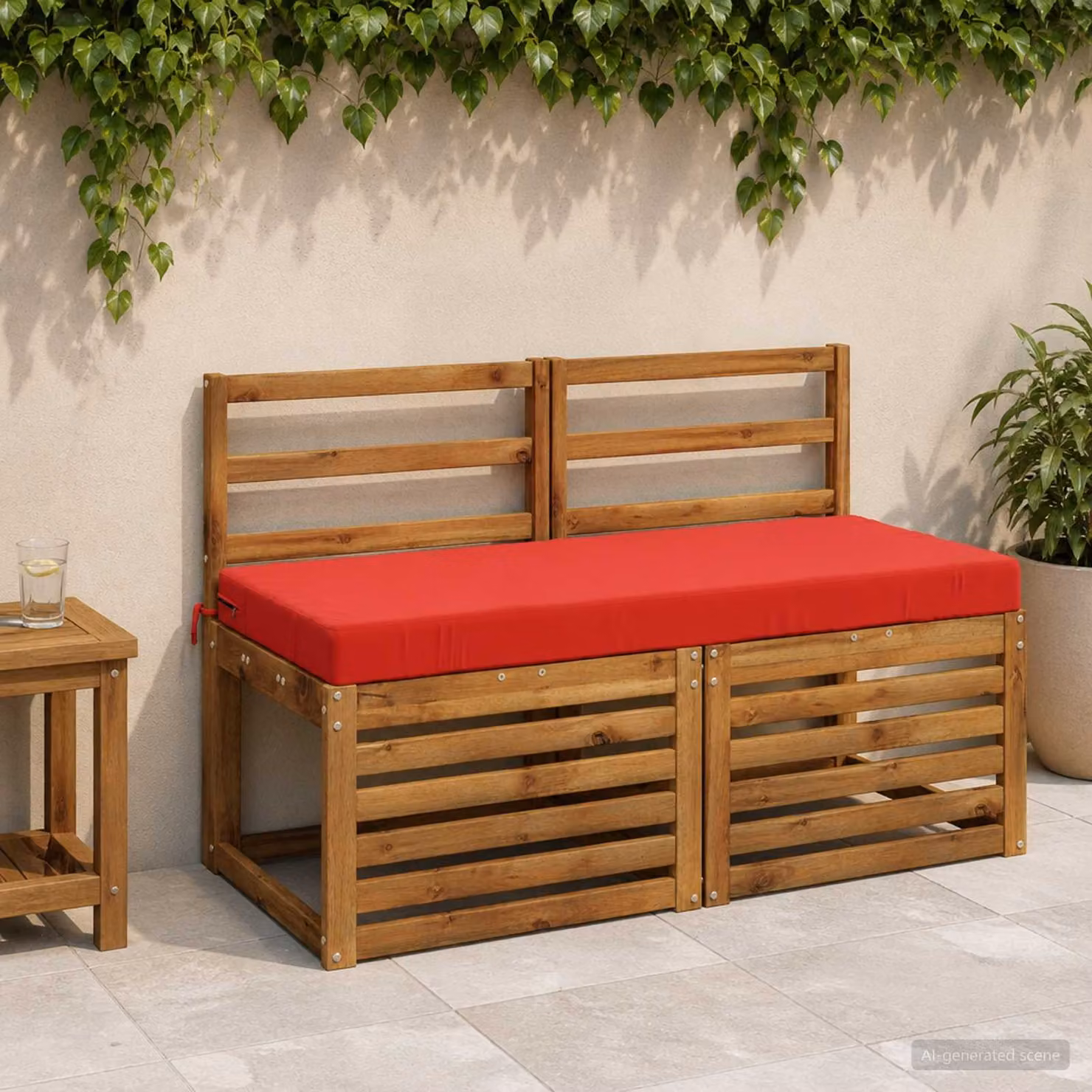 Set di 2 cuscini per panchina vidaXL in poliestere rosso con imbottitura in schiuma e coperture lavabili