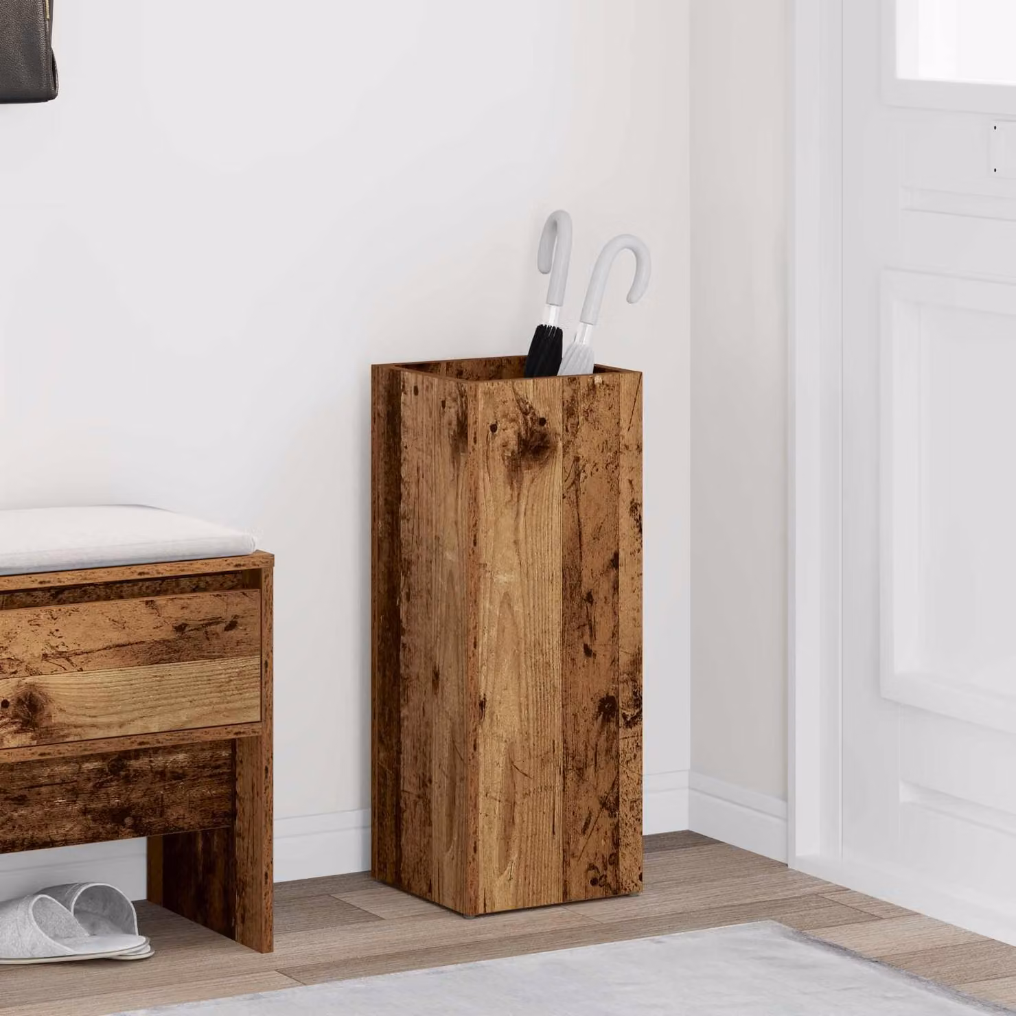 vidaXL Supporto per Ombrellone in Legno Marrone L: 25 cm, P: 24,5 cm, H: 64 cm