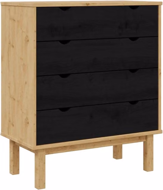 Cassettiera OTTA in legno di pino nero con cassetto L: 76,5 cm, P: 39,5 cm, H: 90 cm