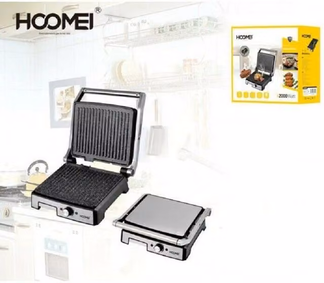 Bistecchiera Elettrica Trade Shop Traesio con Piastra Antiaderente in Acciaio Inox da 2000W, Colore Argento e Nero