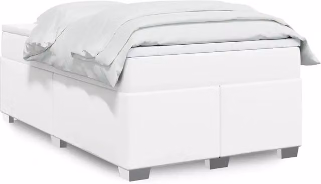 Letto con Giroletto a Molle e Materasso Ibrido vidaXL in Similpelle Bianco L/P/H: 200 x 120 x 46 cm