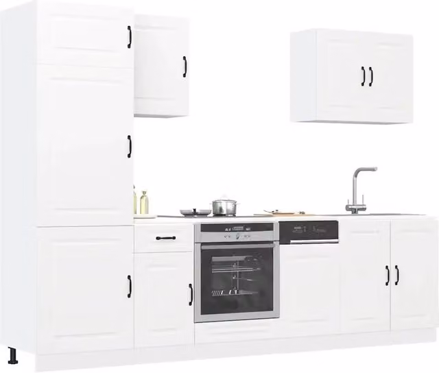 Set di mobili da cucina moderno vidaXL in legno bianco opaco, 7 pezzi