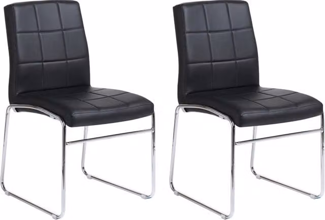 Set di 2 Sedie da Pranzo Beliani in Ecopelle Nera con Gambe in Metallo