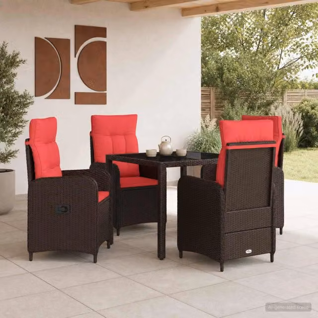 Set da pranzo per esterni 5 pz polyrattan 3422313