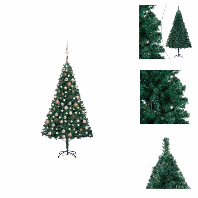 vidaXL Albero di Natale artificiale con luci e decorazioni verde 150 cm - Alberi di Natale