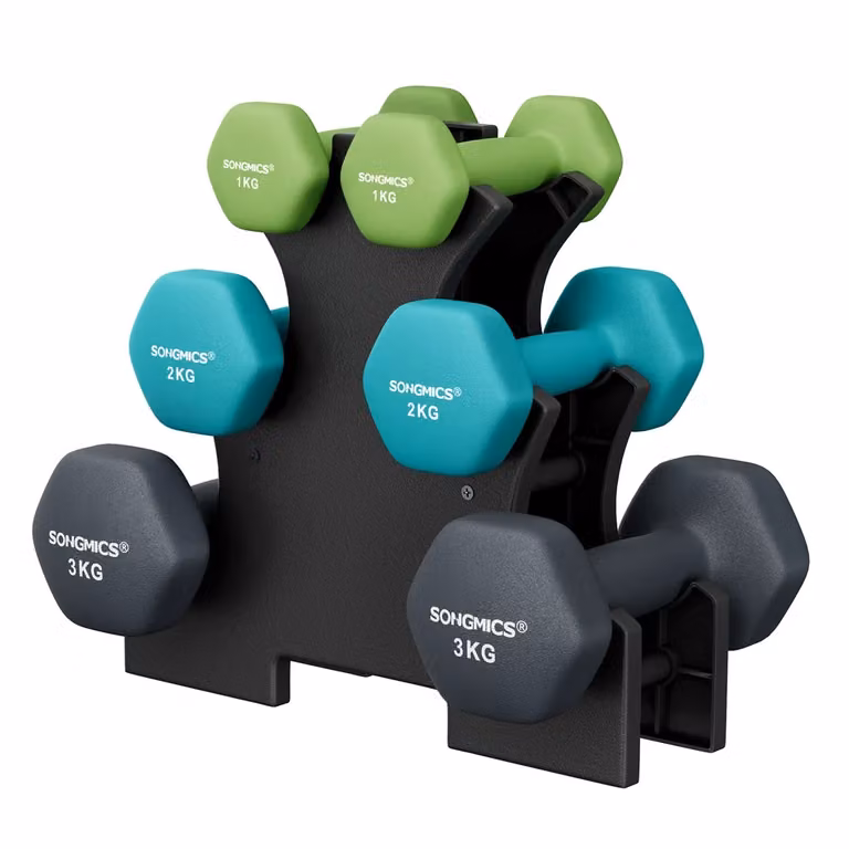 Set di Manubri con Supporto, Verde Chiaro + Verde Acqua + Grigio Scuro
