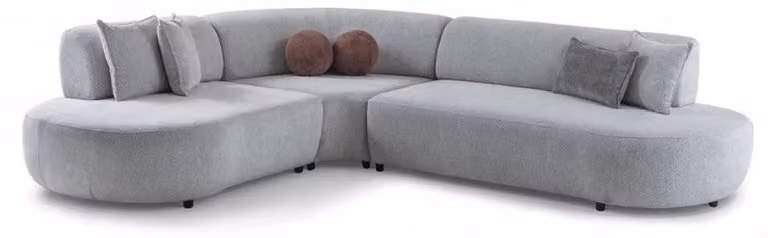 Divano angolare grigio elegante, divano imbottito a forma di L mobili di pregio