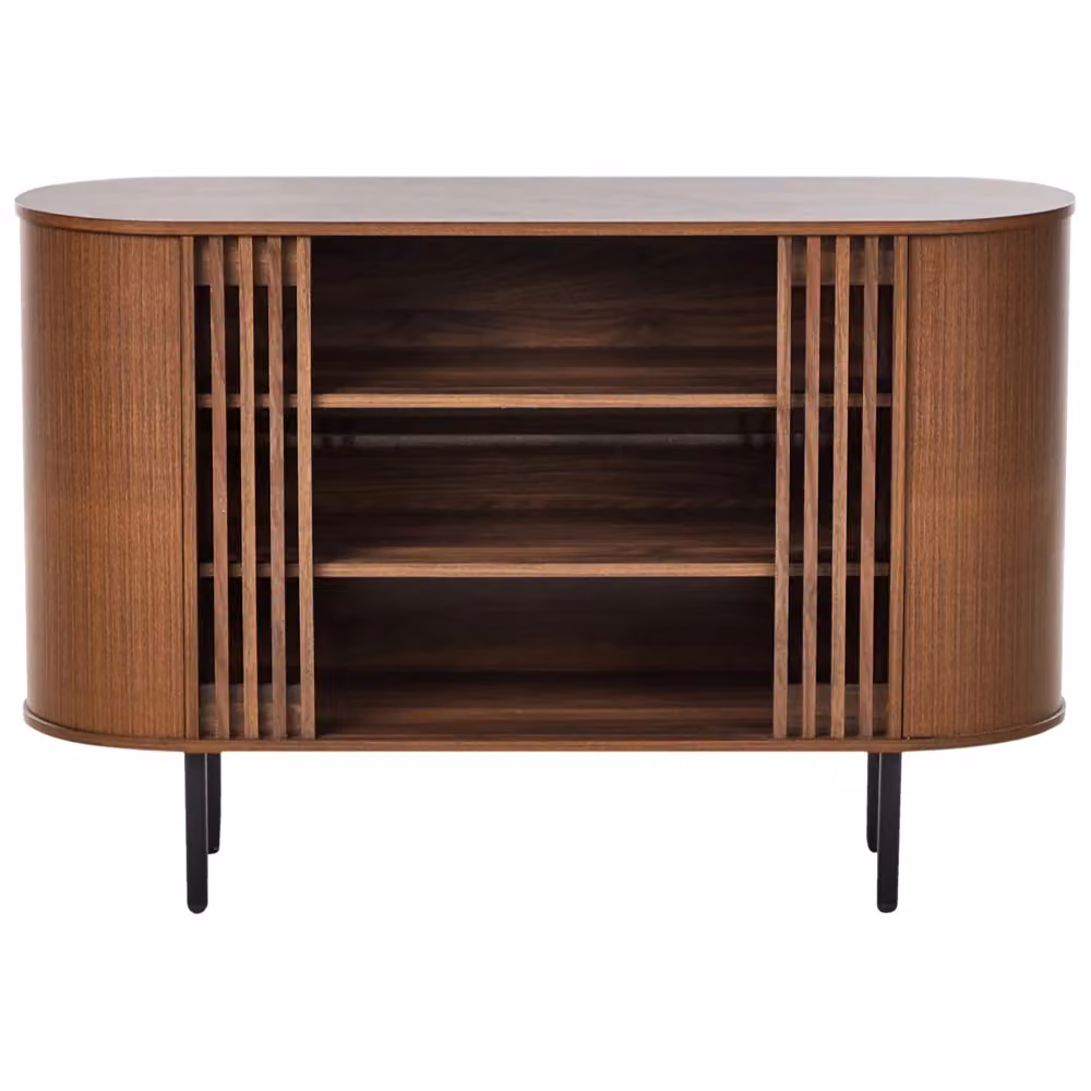 Credenza BELIANI in legno e metallo stile retrò, colore marrone e nero, L: 120 cm, H: 80 cm, P: 40 cm – 2