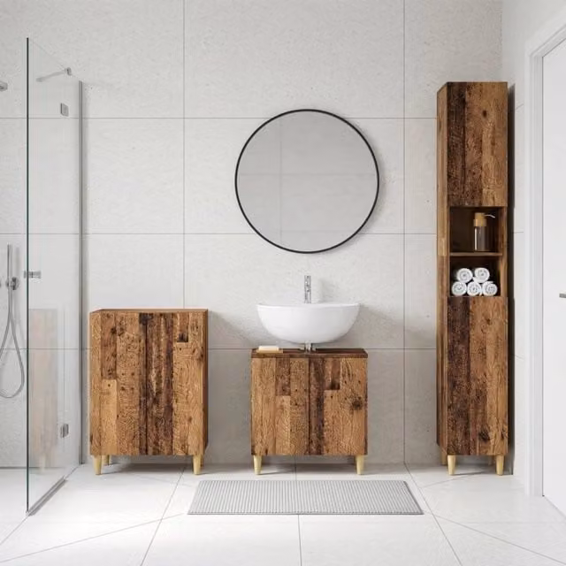 Set di armadietti da bagno in 3 pezzi DELFT Legno antico 3417466