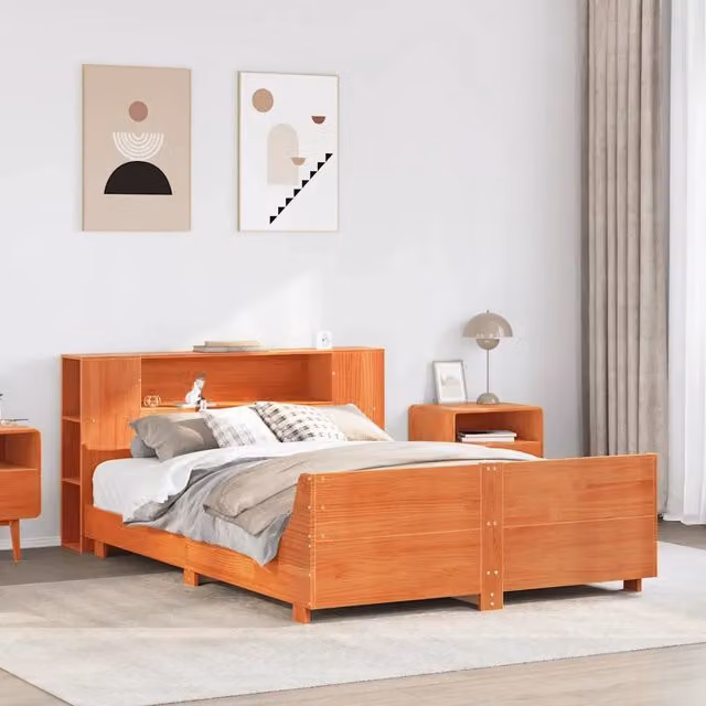 Giroletto senza Materasso Marrone Cera 150x200 cm Legno di Pino 3323649